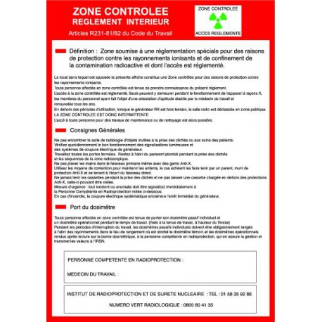 Consigne radiologie ZONE CONTROLEE