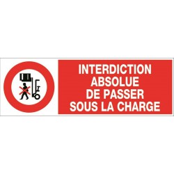INTERDICTION ABSOLUE DE PASSER SOUS LA CHARGE + PICTO