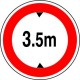 ﻿Panneau routier Accès interdit aux véhicules dont la hauteur, chargement compris, est supérieure au nombre indiqué
