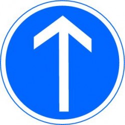 ﻿Panneaux alu Direction obligatoire à la prochaine intersection : tout droit