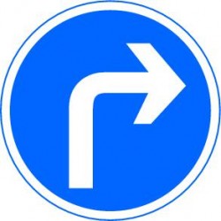 ﻿Panneaux alu Direction obligatoire à la prochaine intersection : à droite