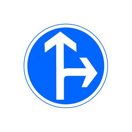 ﻿Panneaux alu Directions obligatoires à la prochaine intersection : tout droit ou à droite