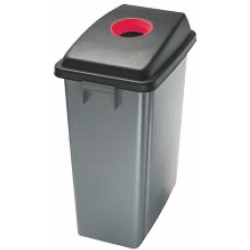 TRI SELECTIF MODULABLE - CORBEILLE 60 L + COUVERCLE ROUGE "NON RECYCLABLE"