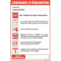 CONSIGNES DE SECURITE D'EVACUATION SALLE DE CLASSE