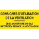 CONSIGNES D'UTILISATION DE LA VENTILATION